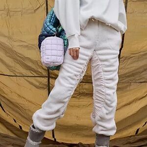 FP Movement by Free People white sundown fleece Ruched Joggers